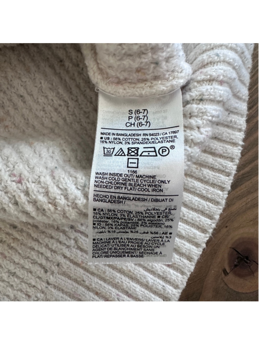 Girls Old Navy Waffle Knit Sweater S 6 7 Beige Flecked Mock Neck Cozy - Picture 5 of 5